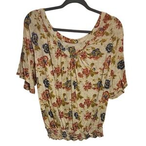 🔥5 for $20🔥Mudd Floral Blouse with Red and Blue‎ Accents